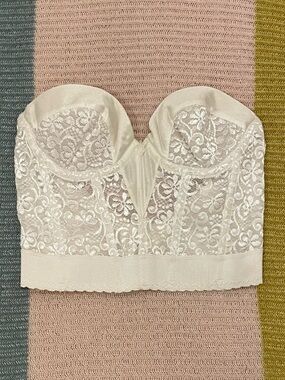 Lace Longline Strapless Bustier Bra in Ivory - Carnival
